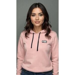 Pink By Victoria's Secret Light Pink Polar Fleece Hooded Sweatshirt Women's Sz M